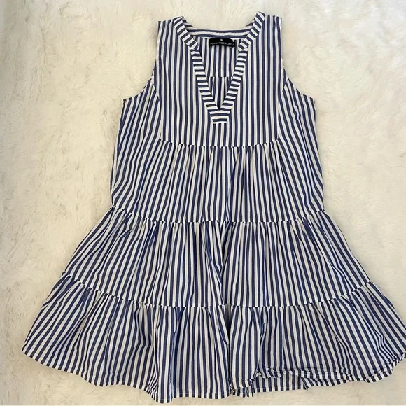 Tuckernuck Pomander Place Kenzo Blue & White Striped Cotton Poplin Sun Dress - Picture 4 of 15